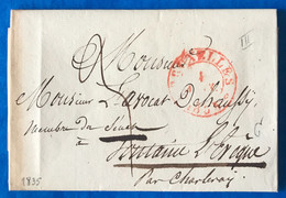 Belgique, TAD (rouge) BRUXELLES 1.6.1835 Sur Lettre Pour Fontaine L'Evêque - (A284) - 1830-1849 (Belgica Independiente)