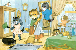 Chats Humanisés * CPA Illustrateur * N°2275 * Accident De Travail ! * Le Ménage * Chat Cat Cats Katze Humanisé - Cats