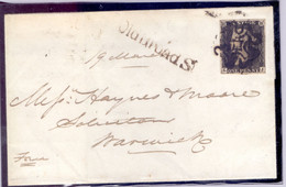 Great Britain 1840  PENNY BLACK On Small Nice Letter/cover 1841 March 19  No Tears 3 Margins  Letters L-J - Usados