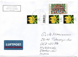 59607 - Bund - 2020 - 3@10c Blumen M Barcode MiF Mit Ungueltige DM-Mke BLANKENFELDE -> Japan - Lettres & Documents