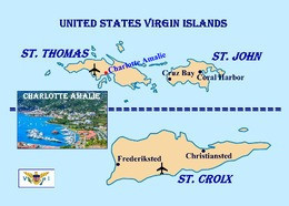 United States Virgin Islands Map New Postcard Amerikanische Jungferninseln Landkarte AK - Jungferninseln, Amerik.