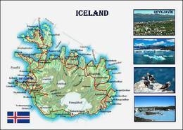 Iceland Country Map New Postcard Island Landkarte AK - Islandia
