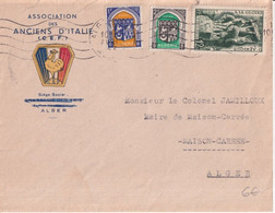 ALGERIE - 1953 - ENVELOPPE ILLUSTREE "ANCIENS D'ITALIE 2° GUERRE" ! De ALGER => MAISON-CARREE - Briefe U. Dokumente