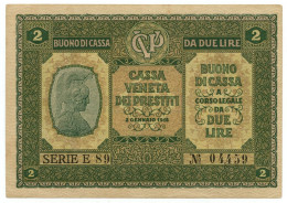 2 LIRE CASSA VENETA DEI PRESTITI OCCUPAZIONE AUSTRIACA 02/01/1918 SPL- - Besetzung Venezia