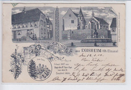 EGISHEIM: Gruss Aus Egisheim, Café Schultz, Monument - Très Bon état - Other & Unclassified