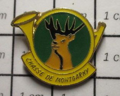 616c Pin's Pins / Beau Et Rare / THEME : ANIMAUX / GIBIER CERF COR CHASSE DE MONTGARNY - Animales
