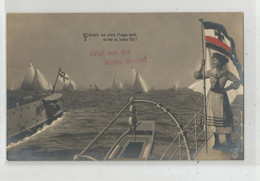 Allemagne Kiel 1907 Gruss Von Der Kieler Wachel Escadre Allemande Bateaux De Guerre 1907 - Kiel