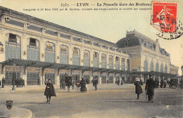 CPA 69 LYON LA NOUVELLE GARE DES BROTTEAUX (cpa Toilée Rare - Other & Unclassified