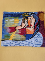 Gobelin Tapestry "The Lady With The Pigeon" - 100% Wollen - Handmade - Tapis & Tapisserie