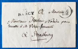 France, Griffe 52 NANCY + TAD 11.12.1828 Sur Lettre (LSC) - (A630) - 1801-1848: Précurseurs XIX