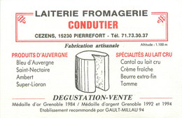 Dép 15 - Cantal - Cartes De Visite - SC03 - Cezens - Pierrefort - Laiterie Fromagerie Condutier - Bon état - Visitekaartjes