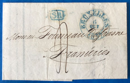 Belgique, TAD BRUXELLES 6.10.1837 + Marque Bleue SR Sur Lettre - (A758) - 1830-1849 (Independent Belgium)