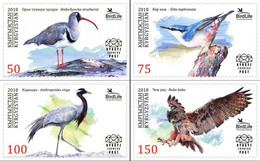 Kyrgyzstan 2018 Birds Of Kyrgyzstan Series Of 4 Stamps - Cernícalo