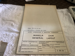 GENERAL LAYOUT 1965=CONSERVATION & IRRIGATION COMMISSION MANILLA DAM DAM SECTION & SPILLWAY WATER CONSERV - Publieke Werken