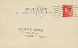 GB 1936 King Edward VIII 1d Red Single Postage Superb Locally Used Postcard (= Correct Postage Rate) With First Day Pmk - Brieven En Documenten
