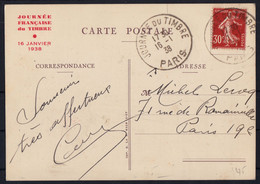 FRANCE - JOURNEE Du TIMBRE 1938 - PARIS 16 JANVIER 1938. - ....-1949
