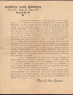Madrid - Guerra Civil - 1936 - Carta Impresa De "Agencia Sanz Espinosa" Ofreciendo Sus Servicios - Spain