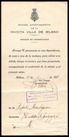 Vizcaya - Guerra Civil - 1938 - Bilbao "Aviso De Cobro De Facturas" - Espagne