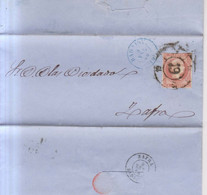 Año 1856 Edifil 48 Sello 4c Isabel II Carta Matasellos Rueda De Carreta 19 Badajoz - Lettres & Documents