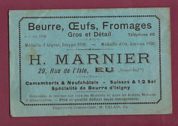 140622 - 1927 PUBLICITE 76 EU - H MARNIER Camembert - Horaires Train Tramway Marée - Ferrovie