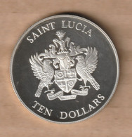 SANTA LUCÍA  10 Dollars (Battle Of The Saints;  (1982) Silver (.925) • 28.28 G • ⌀ 38.8 Mm KM# 12a - Caribe Oriental (Territorios Del)