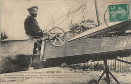 MEETING REIMS Grande Semaine AVIATION CHAMPAGNE 1910 CPA BETHENY WACHTER ANTOINETTE - Storia Postale