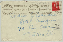 Frankreich / France 1935, Brief Lyon - Paris, Cigare / Zigarren / Cigars, Tabac / Tobacco, Rauchen / Fumer / Smoking - Drugs