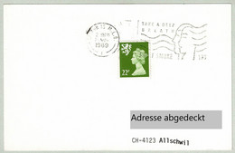 Grossbritannien / United Kingdom 1989, Postkarte Nach Allschwil (Schweiz), Rauchen / Fumer / Smoking, Atmung / Breath - Drugs