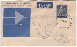 Australia To Cocos Keeling Islands 1955 First Flight - Premiers Vols
