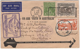 Australia To New Zealand 1934 Australia-New Zealand Faith In Australia Flight - Primi Voli