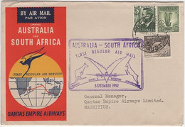 Australia To Mauritius 1952 Australia-Coco Is-Mauritius-South Africa Flight - First Flight Covers