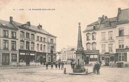 ATH - Le Marché Aux Toiles - Carte Animée, Commerces Autour Pompe Monument - Circulé Vers Hôtel De Ville De ST-GHISLAIN - Ath