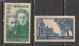 Monaco N° 167, 168 * Pierre Et Marie Curie, Découverte Du Radium - Neufs