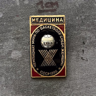 Badge Pin ZN011683 Basketball World Championship Women USSR Russia Belarus Lithuania Moscow Minsk Vilnius 1986 MEDICINA - Basketball