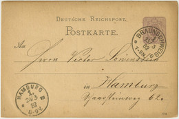 ALLEMAGNE / DEUTSCHLAND - 1882 KLAUCKE-Stempel "BRAUNSCHWEIG *1e" T.23 Auf 5p GS Postkarte - Briefe U. Dokumente