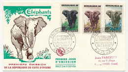 CÔTE D'IVOIRE - Env FDC - 3 Val "Elephants" - Première émission De La République De Cote D'Ivoire - 1/10/1959 Abidjan - Costa D'Avorio (1960-...)