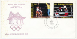 CÔTE D'IVOIRE - 2 Env FDC - 4 Val Jeux Olympiques De Séoul - 13 Aout 1988 - Adidjan - Côte D'Ivoire (1960-...)