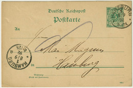 ALLEMAGNE / DEUTSCHLAND - 1892 Einkreisstempel "HARZBURG *1.*" Auf 5p GS Postkarte - Covers & Documents