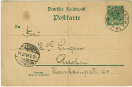 ALLEMAGNE / DEUTSCHLAND - 1899 Einkreisstempel "M. GLADBACH *2*" Auf 5p GS Postkarte - Storia Postale