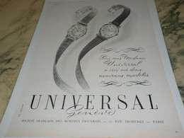 ANCIENNE PUBLICITE NOUVEAUX MODELE MONTRE UNIVERSAL  1949 - Other & Unclassified