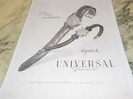 ANCIENNE PUBLICITE MONTRE UNIVERSAL 1949 - Autres & Non Classés