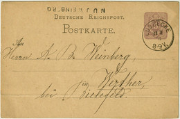 ALLEMAGNE / DEUTSCHLAND - 1876 Einkreisstempel "LÜBBECKE" Auf 5p GS Postkarte - Cartas & Documentos