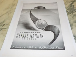 ANCIENNE PUBLICITECHRONOMETRIE  MONTRE ULYSSE NARDIN 1949 - Otros & Sin Clasificación