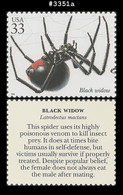 US #3351a MNH Insects And Spiders Black Widow Spider - Unused Stamps