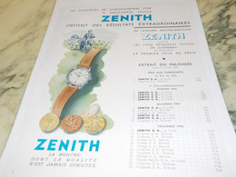 ANCIENNE PUBLICITE CONCOURS DE NEUCHATEL MONTRE ZENITH 1948 - Altri & Non Classificati