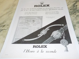 ANCIENNE PUBLICITE L HEURE A LA SECONDE MONTRE  ROLEX 1949 - Otros & Sin Clasificación
