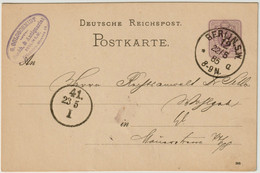 ALLEMAGNE / DEUTSCHLAND - 1885 Einkreisstempel "BERLIN S.W. / *12a " Auf 5p GS Postkarte - Cartas & Documentos