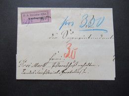 AD Sachsen Klebezettel P.-A. Dresden - Altstadt Auslagen / Handschriftlich Postvorschuß 3 Mark Teilbrief / Halber Brief - Sachsen