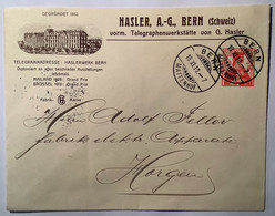 Privatganzsache: Hasler Bern Telegraphen Werk 1910 Helvetia Umschlag (telegraph Telegraphie Schweiz Postal Stationery - Interi Postali