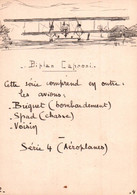 TUNIS 1919 / DESSIN A ENCRE SERIE 4 / AVIONS / BIPLAN CAPRONI / RARE CARTE INVITATION SOCIETE PROTESTANTE DE LECTURE - Cartoncini Da Visita